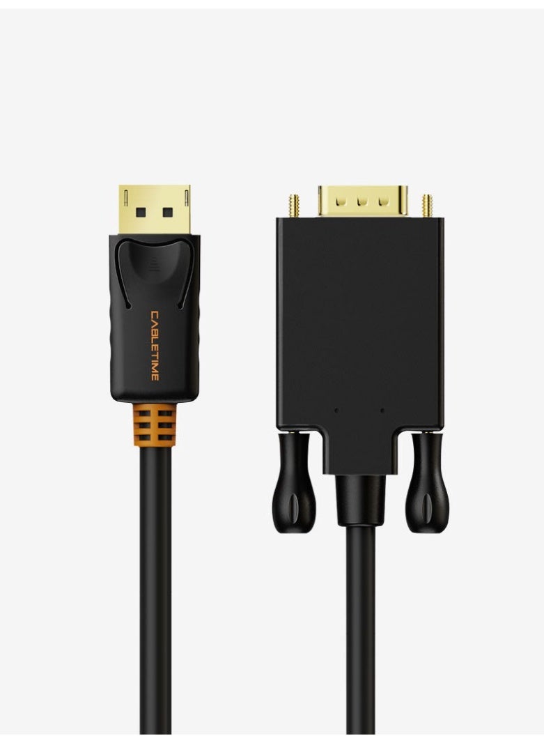 CABLETIME 1080P DISPLAYPORT TO VGA CABLE DP TO VGA MALE TO MALE ADAPTER CORD FOR PC LAPTOP MONITOR PROJECTOR HDTV HIGH RESOLUTION VIDEO CONVERTER COMPATIBLE WITH WINDOWS GRAPHICS CARD - Image 1